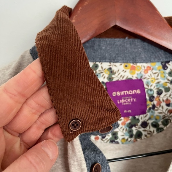 Simons Beige Long Sleeve Polo Shirt with corduroy collar size medium - Picture 3 of 5